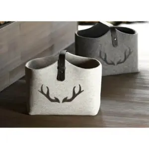 Panier en laine & anse en cuir