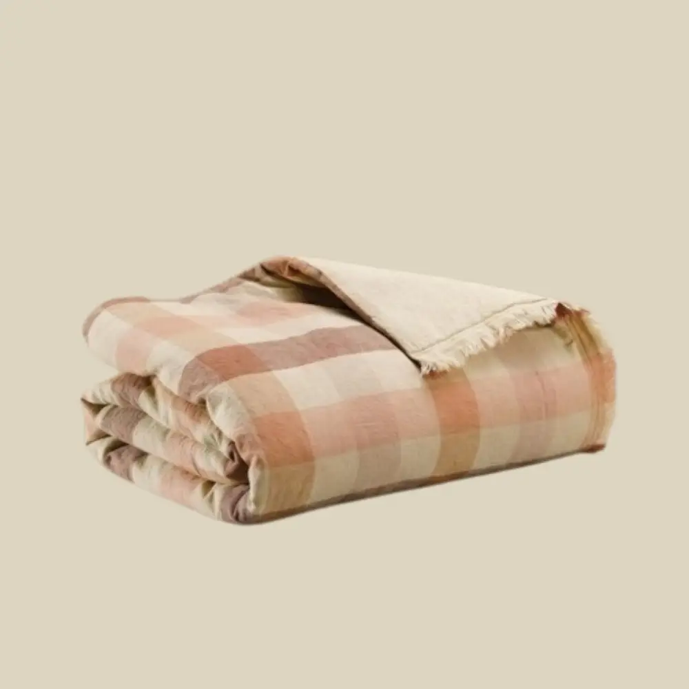 Plaid Imprimé "Kate" – Vert Thym / Terracotta (135 x 200 cm) | Vivaraise – Image 2